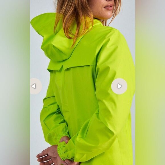 NWT RAINS Unisex Storm Breaker Rain Jacket Reflective Lime Color Full Zip - XL - Picture 5 of 12